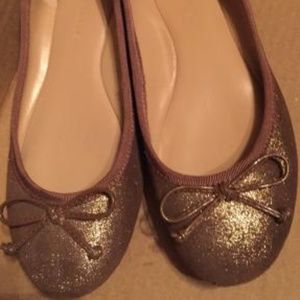 Glittery Brown Banana Republic Flats with Bows
